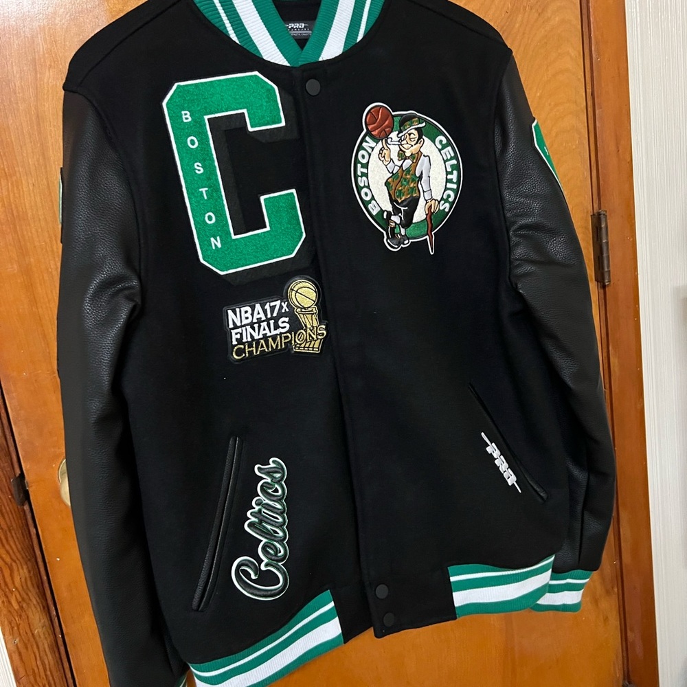 Pro Standard Boston Celtics Black and Green Varsity Jacket